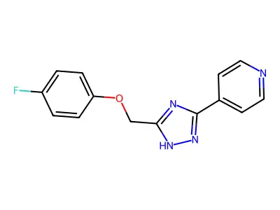 4-{3-[(4-fluorophenoxy)methyl]-1H-1,2,4-triazol-5-yl}pyridine structure