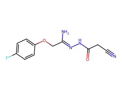 N'-(2-cyanoacetyl)-2-(4-fluorophenoxy)ethanehydrazonamide structure