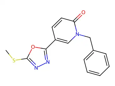 1-benzyl-5-[5-(methylsulfanyl)-1,3,4-oxadiazol-2-yl]-2(1H)-pyridinone structure