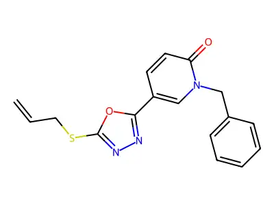 5-[5-(allylsulfanyl)-1,3,4-oxadiazol-2-yl]-1-benzyl-2(1H)-pyridinone structure