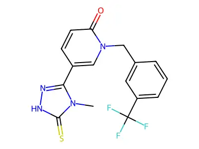 5-(4-methyl-5-sulfanyl-4H-1,2,4-triazol-3-yl)-1-[3-(trifluoromethyl)benzyl]-2(1H)-pyridinone structure