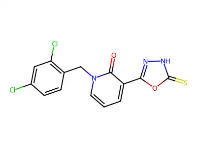 1-(2,4-dichlorobenzyl)-3-(5-sulfanyl-1,3,4-oxadiazol-2-yl)-2(1H)-pyridinone structure