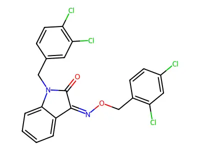 3-[(2,4-Dichlorophenyl)methoxyimino]-1-[(3,4-dichlorophenyl)methyl]indol-2-one structure