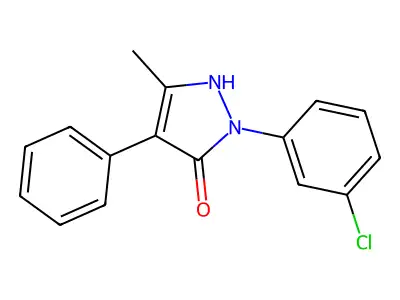 2-(3-chlorophenyl)-5-methyl-4-phenyl-1,2-dihydro-3H-pyrazol-3-one structure
