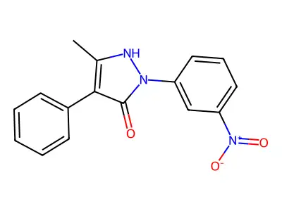 5-methyl-2-(3-nitrophenyl)-4-phenyl-1,2-dihydro-3H-pyrazol-3-one structure