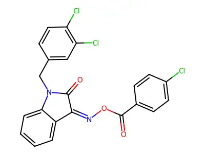 [[1-[(3,4-dichlorophenyl)methyl]-2-oxo-indol-3-ylidene]amino] 4-chlorobenzoate structure