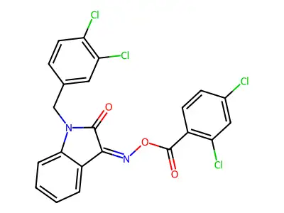 [[1-[(3,4-dichlorophenyl)methyl]-2-oxo-indol-3-ylidene]amino] 2,4-dichlorobenzoate structure