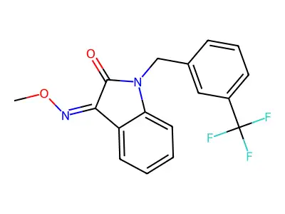 3-Methoxyimino-1-[[3-(trifluoromethyl)phenyl]methyl]indol-2-one structure