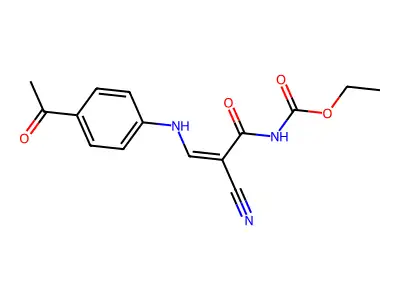 ethyl N-[3-(4-acetylanilino)-2-cyanoacryloyl]carbamate structure