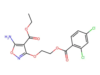 Ethyl 5-amino-3-{2-[(2,4-dichlorobenzoyl)oxy]ethoxy}-4-isoxazolecarboxylate structure