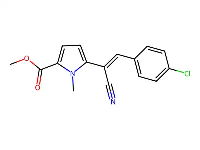 methyl 5-[2-(4-chlorophenyl)-1-cyanovinyl]-1-methyl-1H-pyrrole-2-carboxylate structure