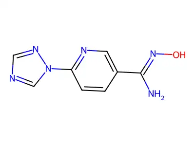 N'-hydroxy-6-(1,2,4-triazol-1-yl)pyridine-3-carboximidamide structure