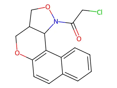 1-[3a,11c-dihydro-3H-benzo[5,6]chromeno[4,3-c]isoxazol-1(4H)-yl]-2-chloro-1-ethanone structure