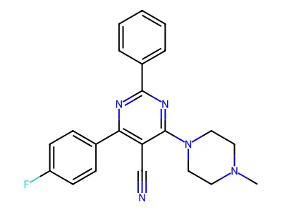 4-(4-Fluorophenyl)-6-(4-methylpiperazino)-2-phenyl-5-pyrimidinecarbonitrile structure