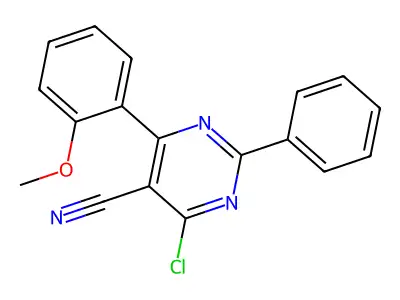 4-Chloro-6-(2-methoxyphenyl)-2-phenyl-5-pyrimidinecarbonitrile structure