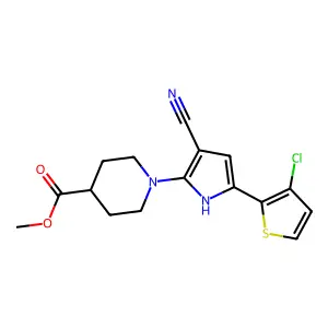 methyl 1-[5-(3-chloro-2-thienyl)-3-cyano-1H-pyrrol-2-yl]-4-piperidinecarboxylate structure