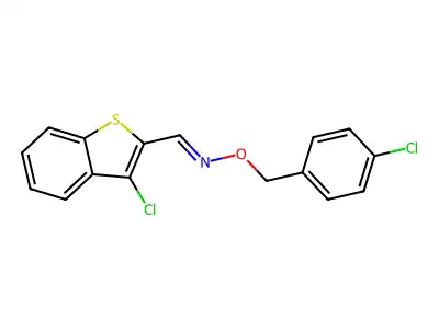 1-(3-chloro-1-benzothiophen-2-yl)-N-[(4-chlorophenyl)methoxy]methanimine structure