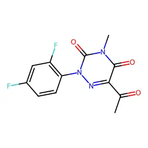 6-acetyl-2-(2,4-difluorophenyl)-4-methyl-1,2,4-triazine-3,5(2H,4H)-dione structure