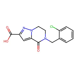 5-(2-chlorobenzyl)-4-oxo-4,5,6,7-tetrahydropyrazolo[1,5-a]pyrazine-2-carboxylic acid structure