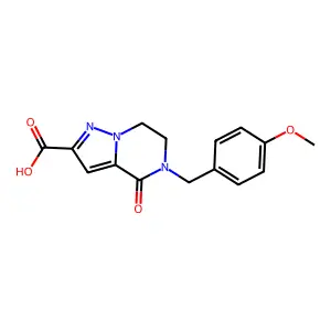 5-(4-methoxybenzyl)-4-oxo-4,5,6,7-tetrahydropyrazolo[1,5-a]pyrazine-2-carboxylic acid structure