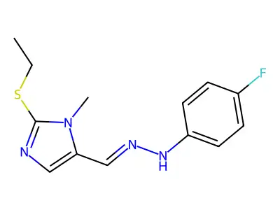 2-(ethylsulfanyl)-1-methyl-1H-imidazole-5-carbaldehyde N-(4-fluorophenyl)hydrazone structure