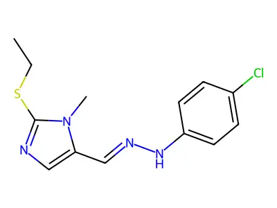 2-(ethylsulfanyl)-1-methyl-1H-imidazole-5-carbaldehyde N-(4-chlorophenyl)hydrazone structure