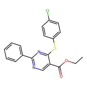 Ethyl 4-[(4-chlorophenyl)sulfanyl]-2-phenyl-5-pyrimidinecarboxylate structure