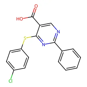 4-[(4-Chlorophenyl)sulfanyl]-2-phenyl-5-pyrimidinecarboxylic acid structure