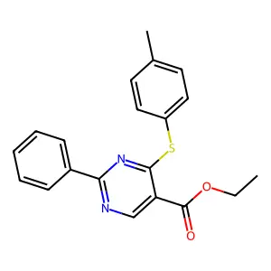 Ethyl 4-[(4-methylphenyl)sulfanyl]-2-phenyl-5-pyrimidinecarboxylate structure