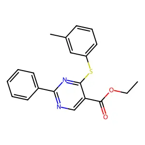 Ethyl 4-[(3-methylphenyl)sulfanyl]-2-phenyl-5-pyrimidinecarboxylate structure