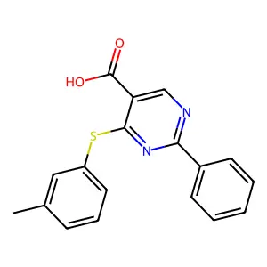4-[(3-Methylphenyl)sulfanyl]-2-phenyl-5-pyrimidinecarboxylic acid structure