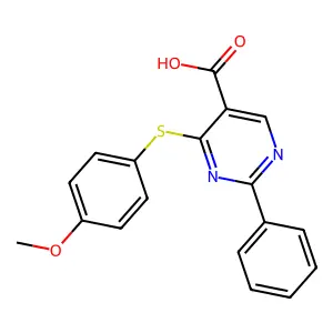4-[(4-Methoxyphenyl)sulfanyl]-2-phenyl-5-pyrimidinecarboxylic acid structure