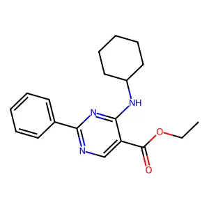 Ethyl 4-(cyclohexylamino)-2-phenyl-5-pyrimidinecarboxylate structure