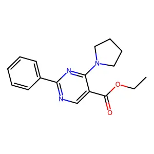 Ethyl 2-phenyl-4-(1-pyrrolidinyl)-5-pyrimidinecarboxylate structure