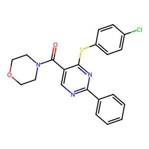 {4-[(4-Chlorophenyl)sulfanyl]-2-phenyl-5-pyrimidinyl}(morpholino)methanone structure