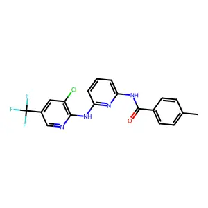 N-(6-{[3-chloro-5-(trifluoromethyl)pyridin-2-yl]amino}pyridin-2-yl)-4-methylbenzamide structure