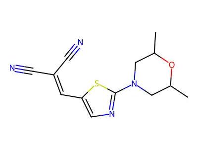 2-{[2-(2,6-Dimethylmorpholino)-1,3-thiazol-5-yl]methylene}malononitrile structure