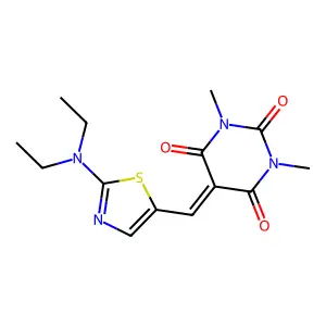 5-{[2-(diethylamino)-1,3-thiazol-5-yl]methylene}-1,3-dimethyl-2,4,6(1H,3H,5H)-pyrimidinetrione structure