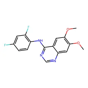 N-(2,4-difluorophenyl)-6,7-dimethoxyquinazolin-4-amine structure