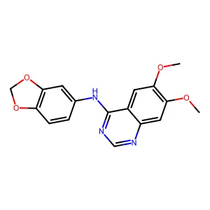 N-(1,3-benzodioxol-5-yl)-6,7-dimethoxy-4-quinazolinamine structure