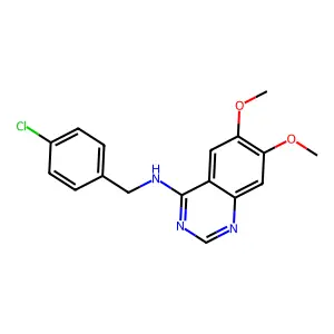 N-[(4-chlorophenyl)methyl]-6,7-dimethoxyquinazolin-4-amine structure