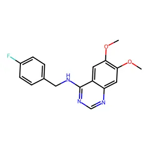 N-[(4-fluorophenyl)methyl]-6,7-dimethoxyquinazolin-4-amine structure
