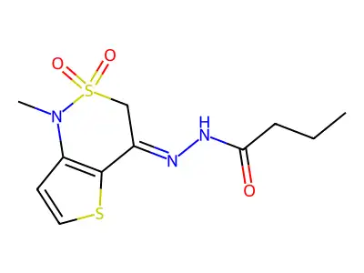N-[(1-methyl-2,2-dioxothieno[3,2-c]thiazin-4-ylidene)amino]butanamide structure