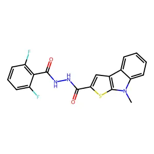 N'-(2,6-difluorobenzoyl)-8-methyl-8H-thieno[2,3-b]indole-2-carbohydrazide structure