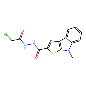 N'-(2-chloroacetyl)-8-methyl-8H-thieno[2,3-b]indole-2-carbohydrazide structure