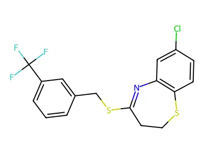 7-Chloro-4-{[3-(trifluoromethyl)benzyl]sulfanyl}-2,3-dihydro-1,5-benzothiazepine structure