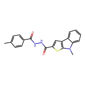 8-methyl-N'-(4-methylbenzoyl)-8H-thieno[2,3-b]indole-2-carbohydrazide structure