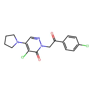 4-chloro-2-[2-(4-chlorophenyl)-2-oxoethyl]-5-(1-pyrrolidinyl)-3(2H)-pyridazinone structure