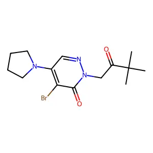 4-bromo-2-(3,3-dimethyl-2-oxobutyl)-5-(1-pyrrolidinyl)-3(2H)-pyridazinone structure