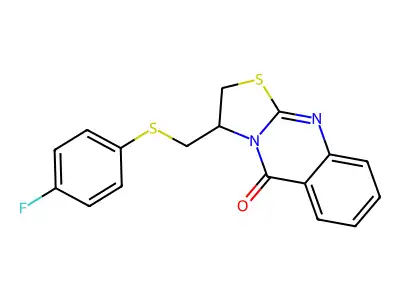 3-{[(4-fluorophenyl)sulfanyl]methyl}-2,3-dihydro-5H-[1,3]thiazolo[2,3-b]quinazolin-5-one structure